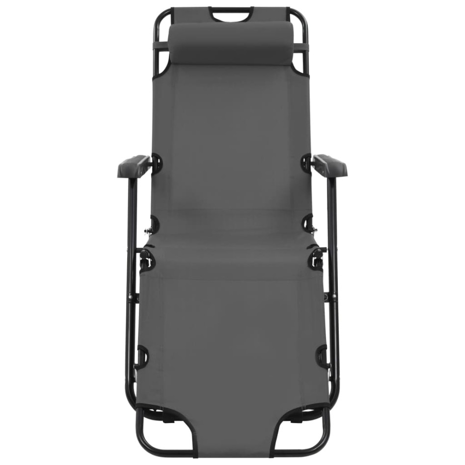 Tumbonas plegables con reposapiés 2 unidades acero