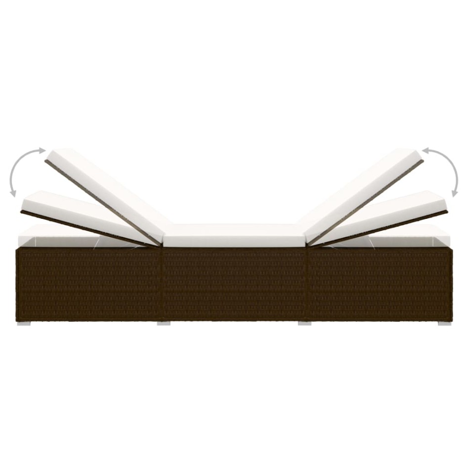 Tumbona de jardín con cojín y mesita ratán sintético