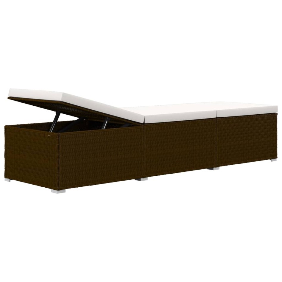 Tumbona de jardín con cojín y mesita ratán sintético