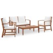 Muebles de jardín 4 piezas con cojines madera maciza de acacia