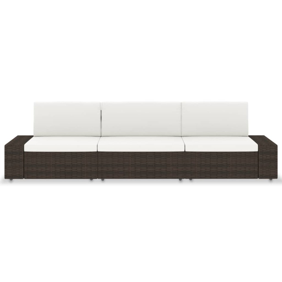 Sofá seccional de 3 plazas de ratán sintético