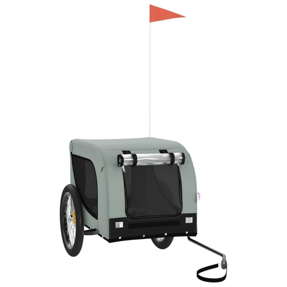 Remolque de bicicleta mascotas hierro tela Oxford gris