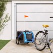 Remolque de bicicleta mascotas hierro tela Oxford azul gris