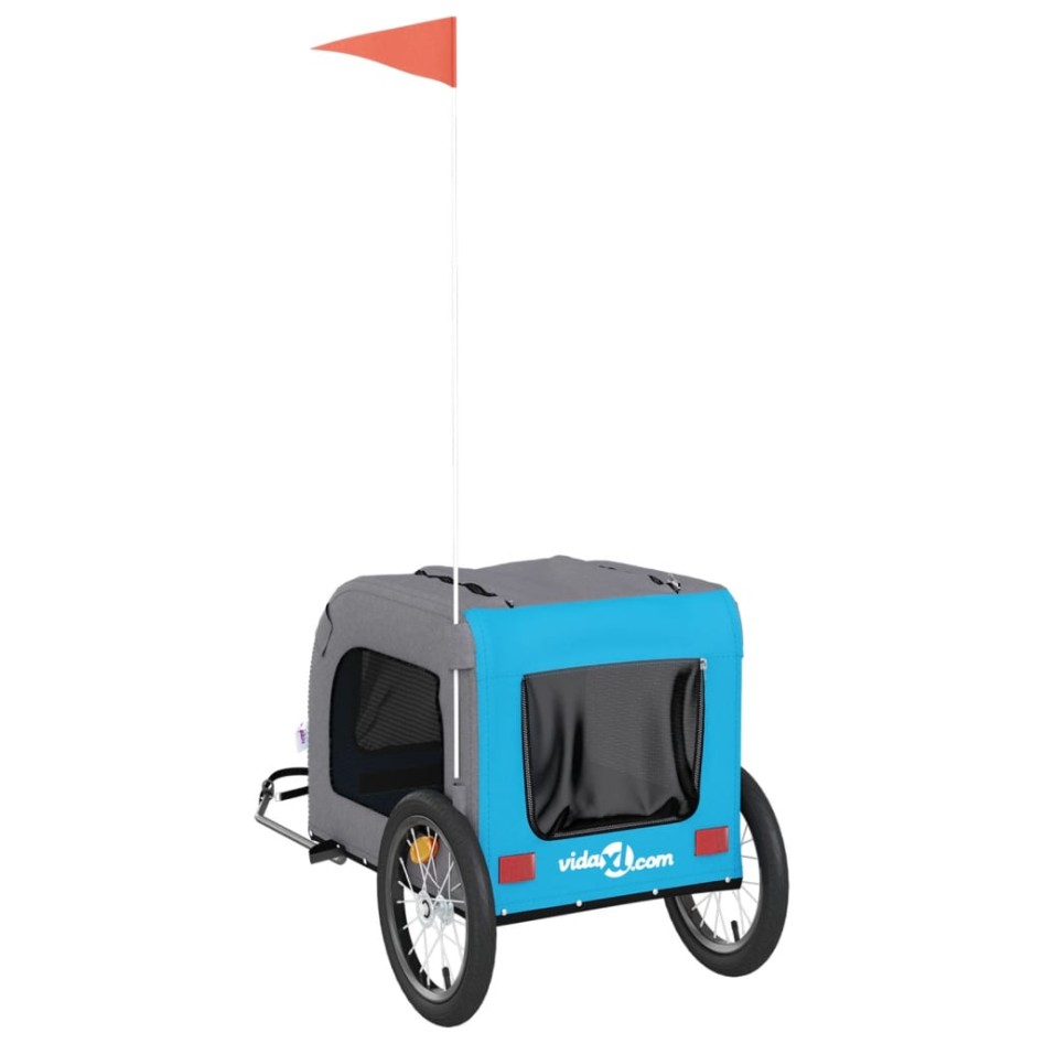 Remolque de bicicleta mascotas hierro tela Oxford azul