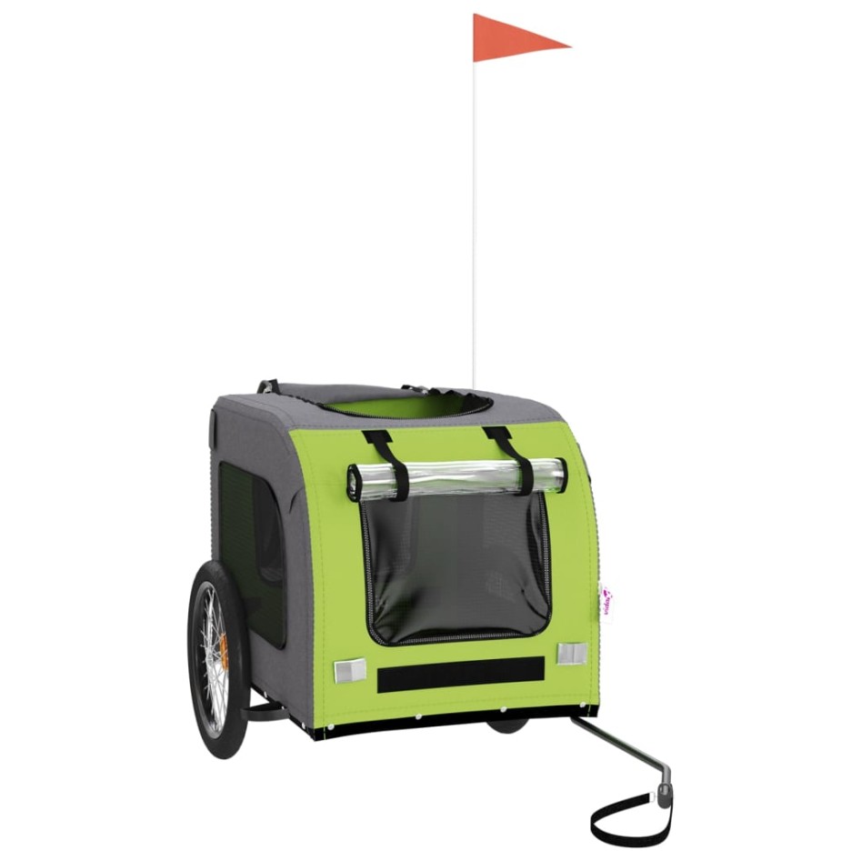 Remolque de bicicleta mascotas hierro tela Oxford verde