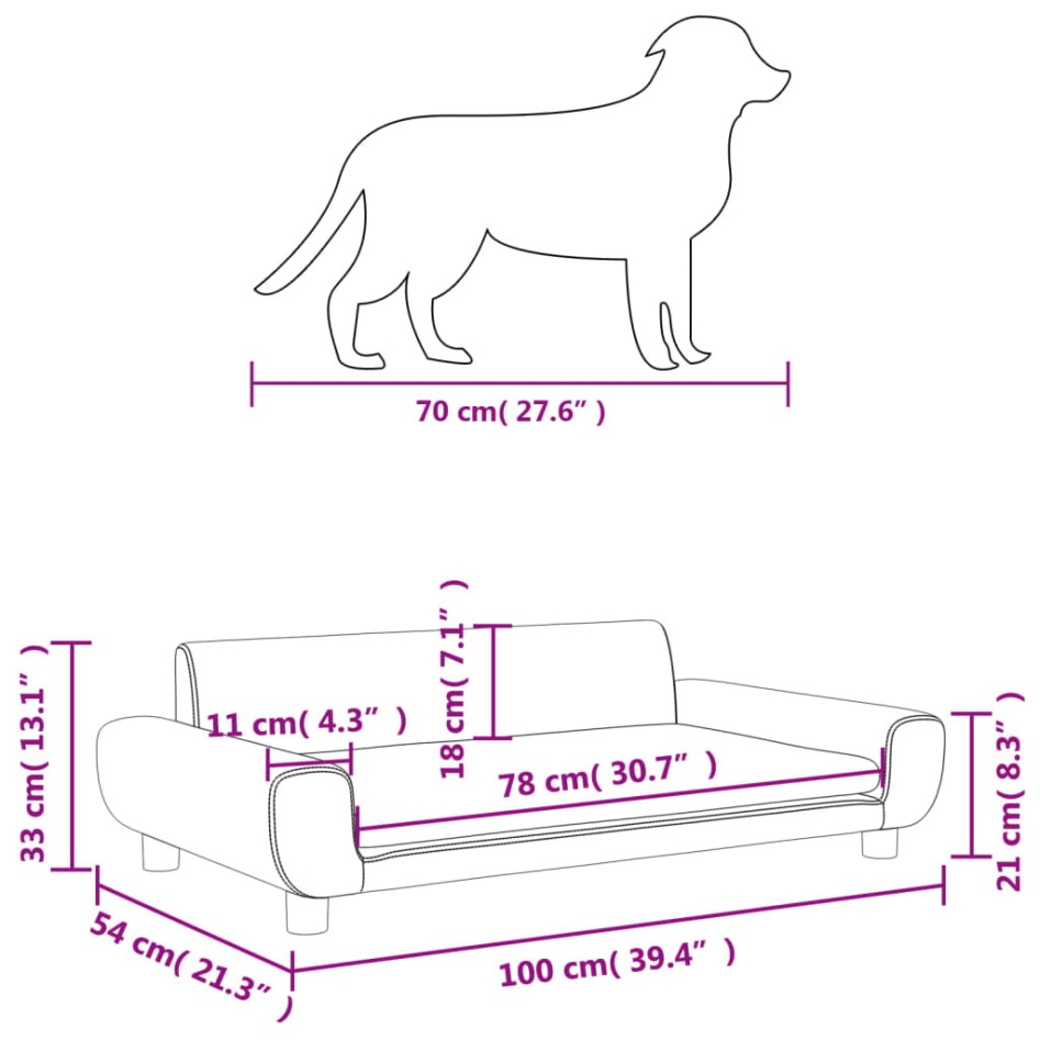 Cama para perros de terciopelo rosa 100x54x33