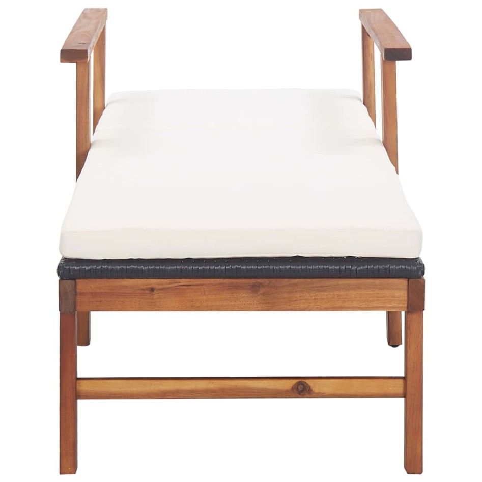 Tumbona con cojín ratán sintético y madera maciza acacia