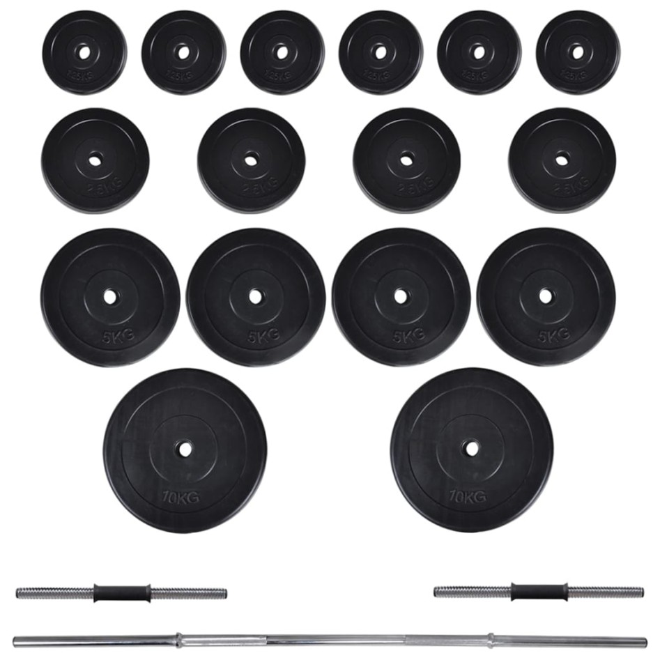 Banco de abdominales Ajustable con barras y mancuernas 60,5