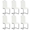 Sillas voladizas de comedor 6 unidades cuero sintético blanco