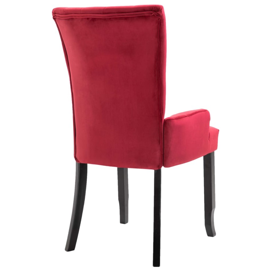 Sillas de comedor con reposabrazos terciopelo rojo 2