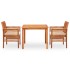 Set comedor de jardín 3 pzas y cojines madera maciza de