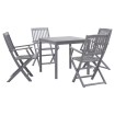 Juego de comedor de jardín 5 pzas madera maciza de acacia gris