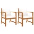 Sillas de jardín con cojín crema 2 uds madera maciza de