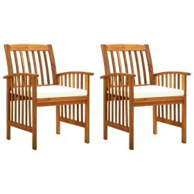 Sillas de comedor jardín 2 uds con cojines madera maciza