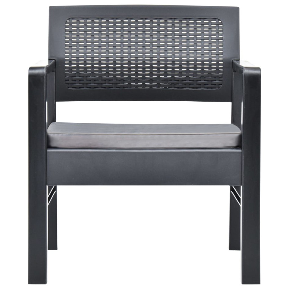 Set de muebles de jardín 3 piezas con cojines plástico