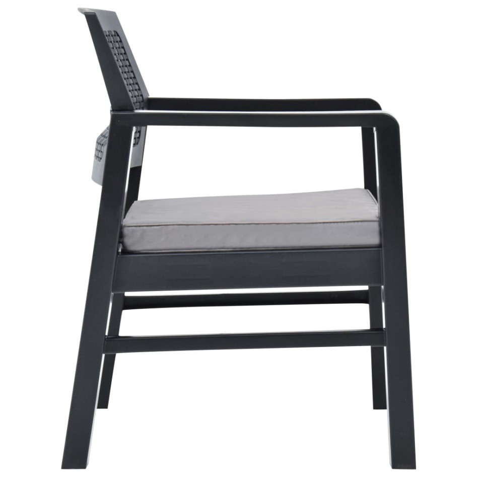 Set de muebles de jardín 3 piezas con cojines plástico