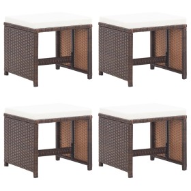 Taburetes de jardín 4 uds con cojines ratán sintético
