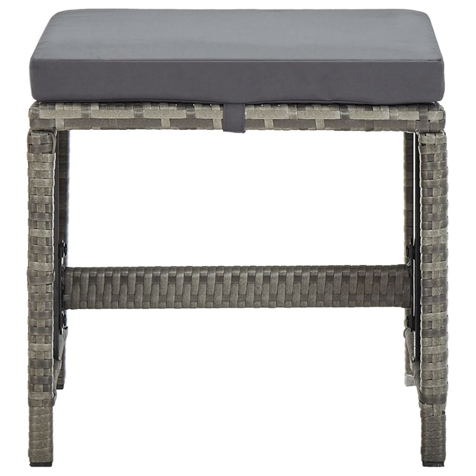 Taburetes de jardín 4 unidades y cojines ratán sintético