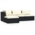 Set de muebles de jardín 4 pzas y cojines ratán sintético