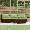 Set muebles de jardín 4 piezas y cojines ratán sintético marrón