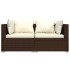 Set muebles de jardín 3 piezas y cojines ratán sintético