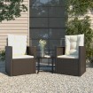 Muebles de jardín con cojines 3 piezas ratán sintético negro