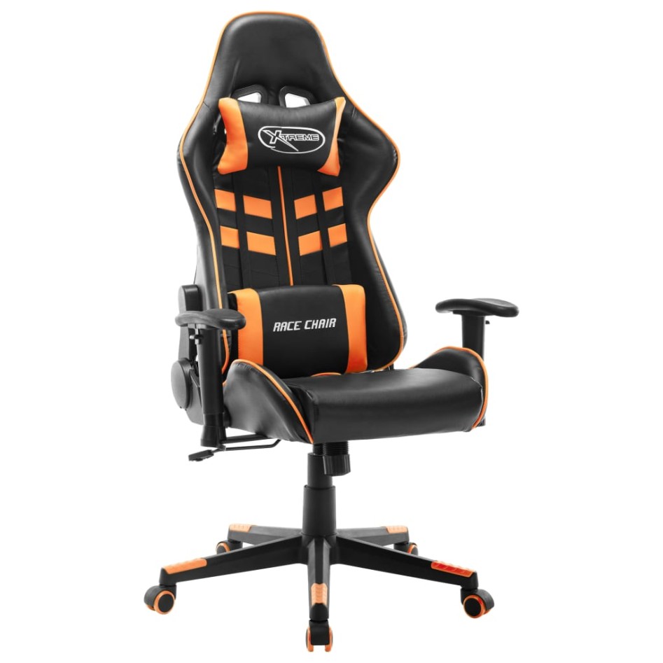 Silla de gaming de cuero sintético negro y