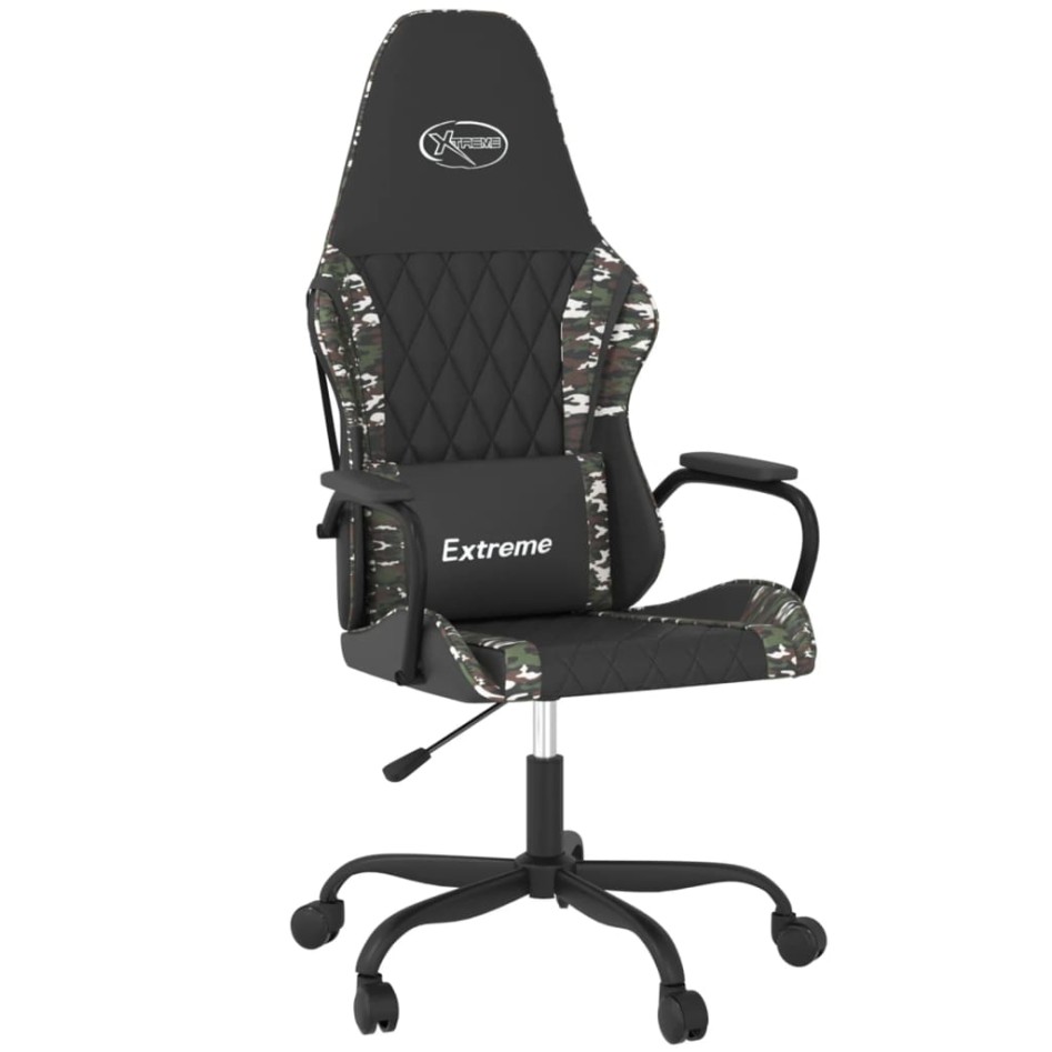Silla gaming de masaje cuero sintético negro y