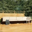Set sofás de jardín 4 piezas y cojines ratán sintético marrón
