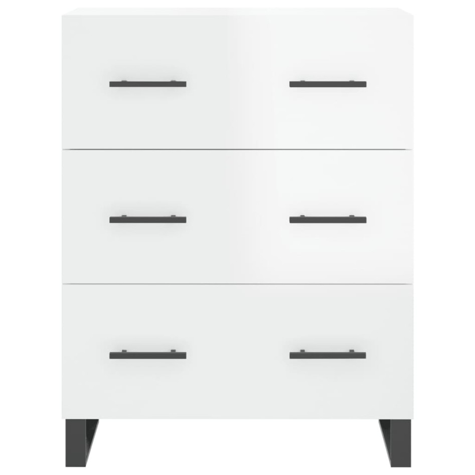 Aparador alto madera contrachapada blanco brillo 69,5x34x180