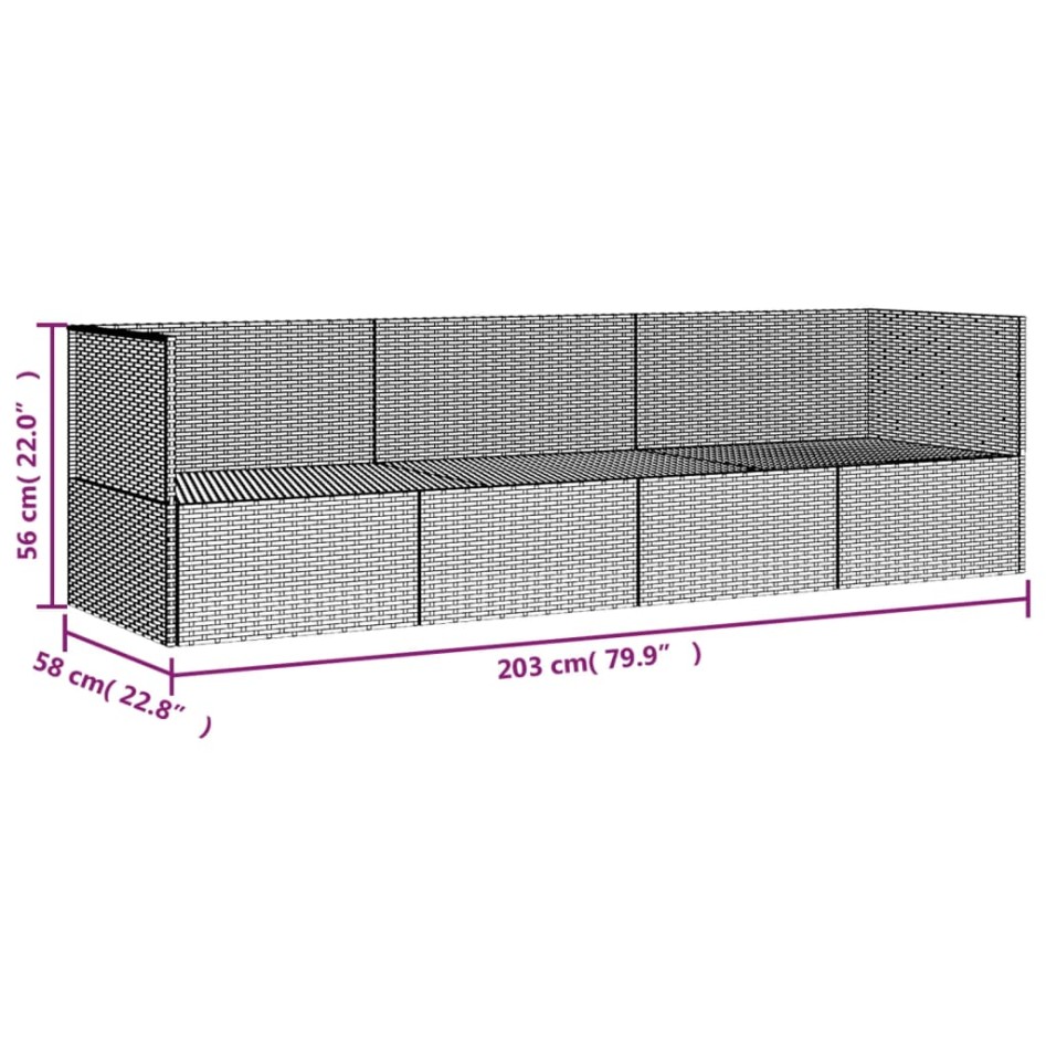 Sofá tumbona de jardín con cojines ratán sintético