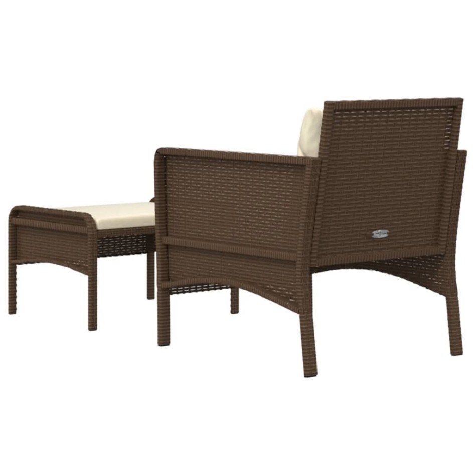 Set muebles de jardín 2 piezas y cojines ratán sintético
