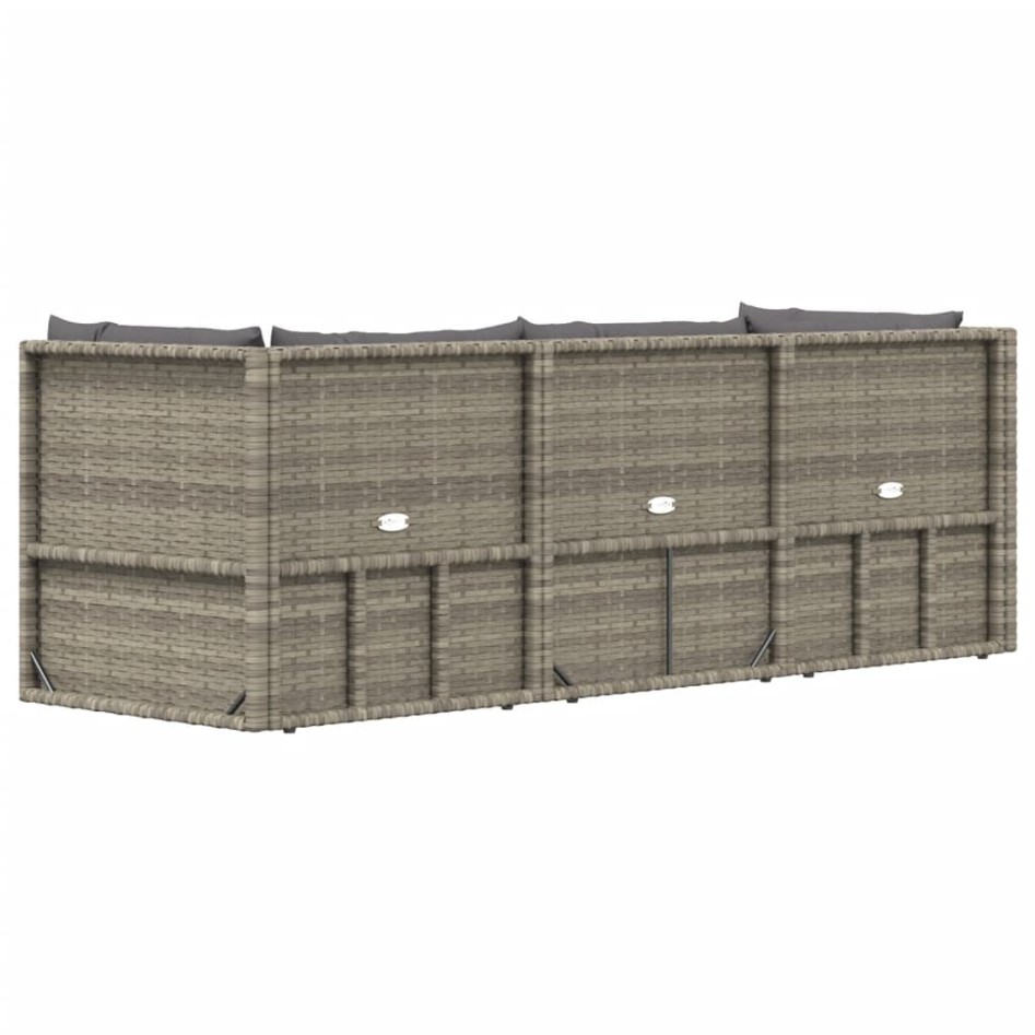 Set de muebles de jardín 3 pzas y cojines ratán sintético