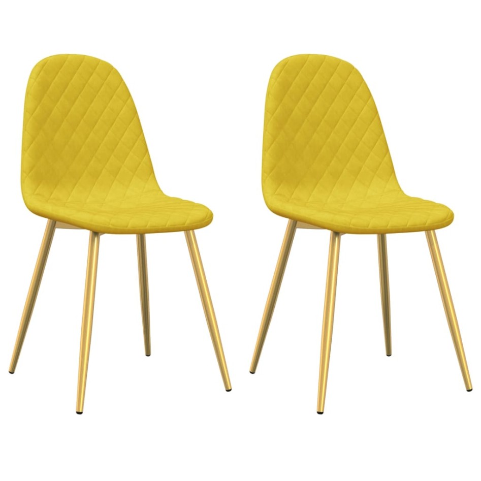 Sillas de comedor 2 uds terciopelo amarillo