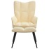 Silla de relajación con reposapiés terciopelo blanco