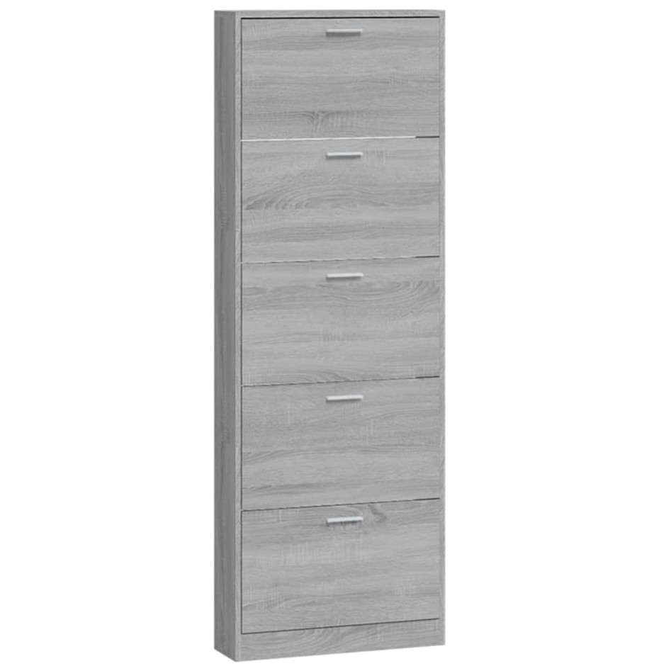 Mueble zapatero madera contrachapada gris Sonoma 59x17x169