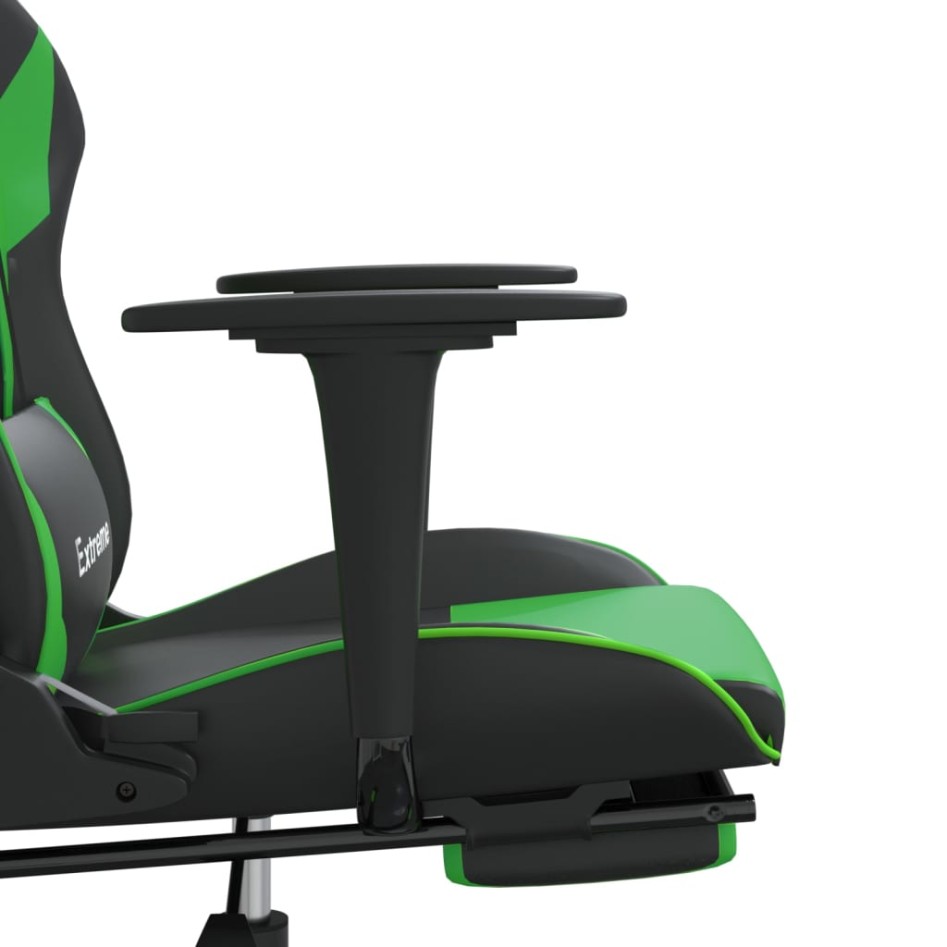 Silla gaming de masaje y reposapiés cuero sintético negro