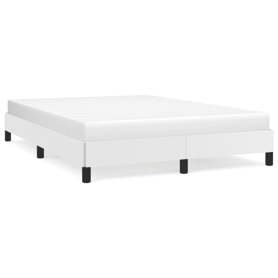 Estructura de cama de cuero sintético blanco 140x200