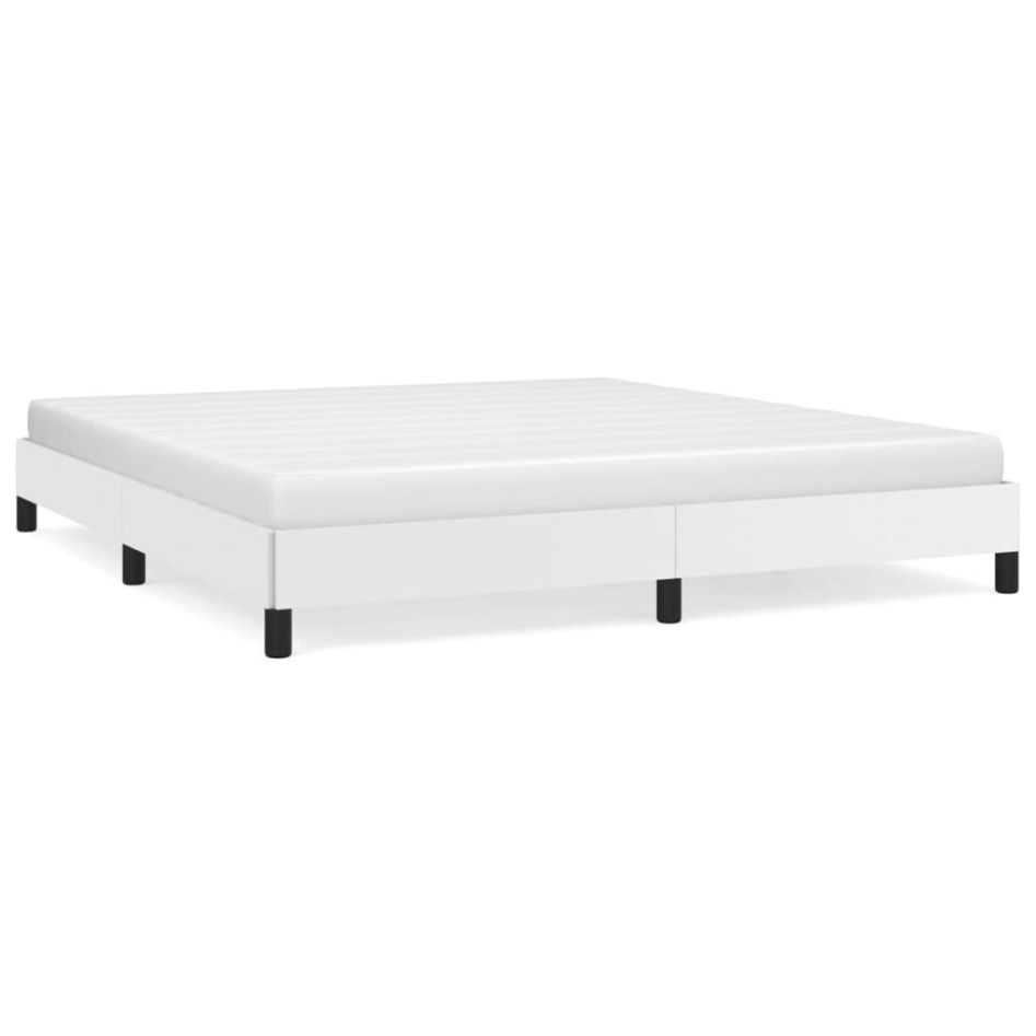 Estructura de cama de cuero sintético blanco 160x200