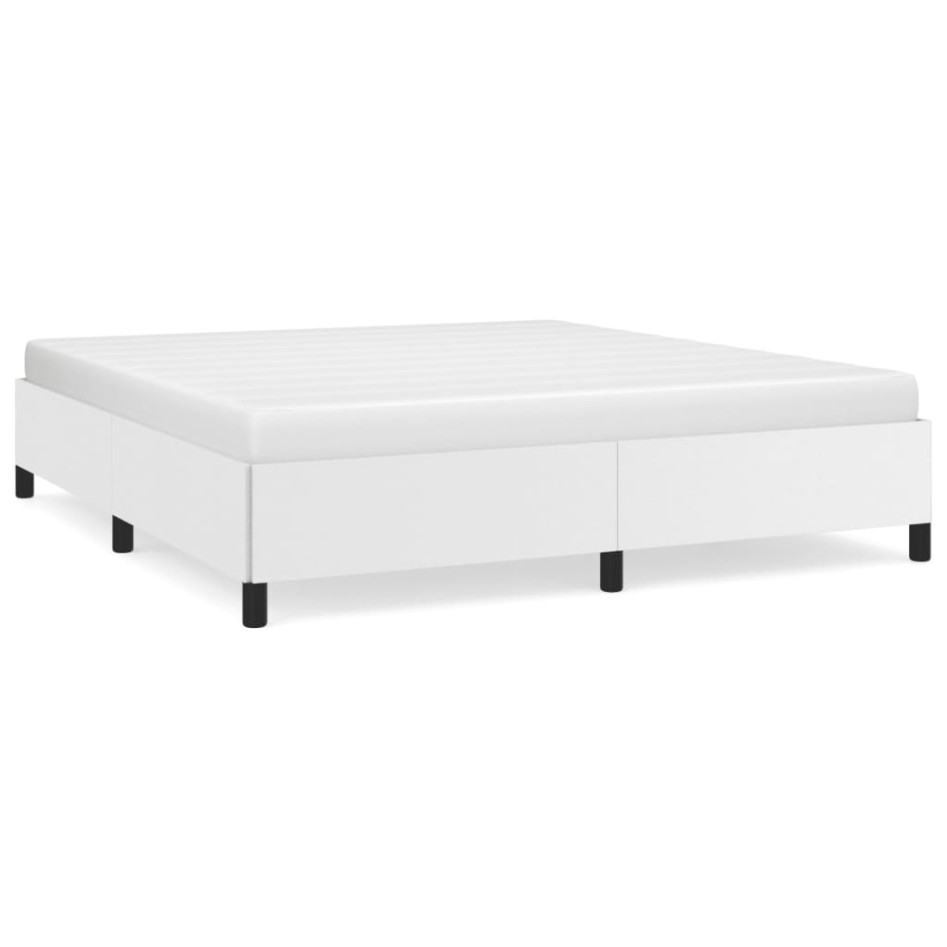 Estructura de cama de cuero sintético blanco 160x200