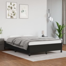 Estructura de cama de cuero sintético negro 140x200