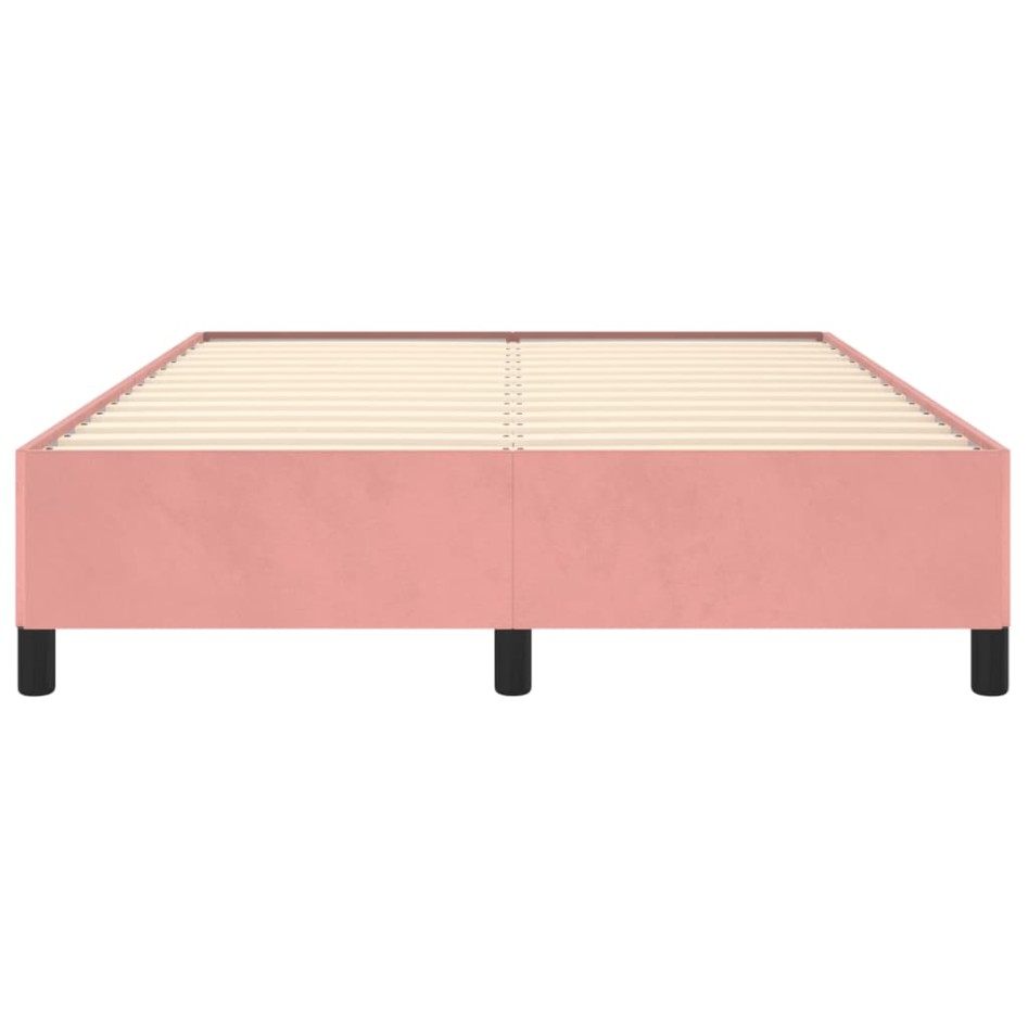 Estructura de cama de terciopelo rosa 140x190