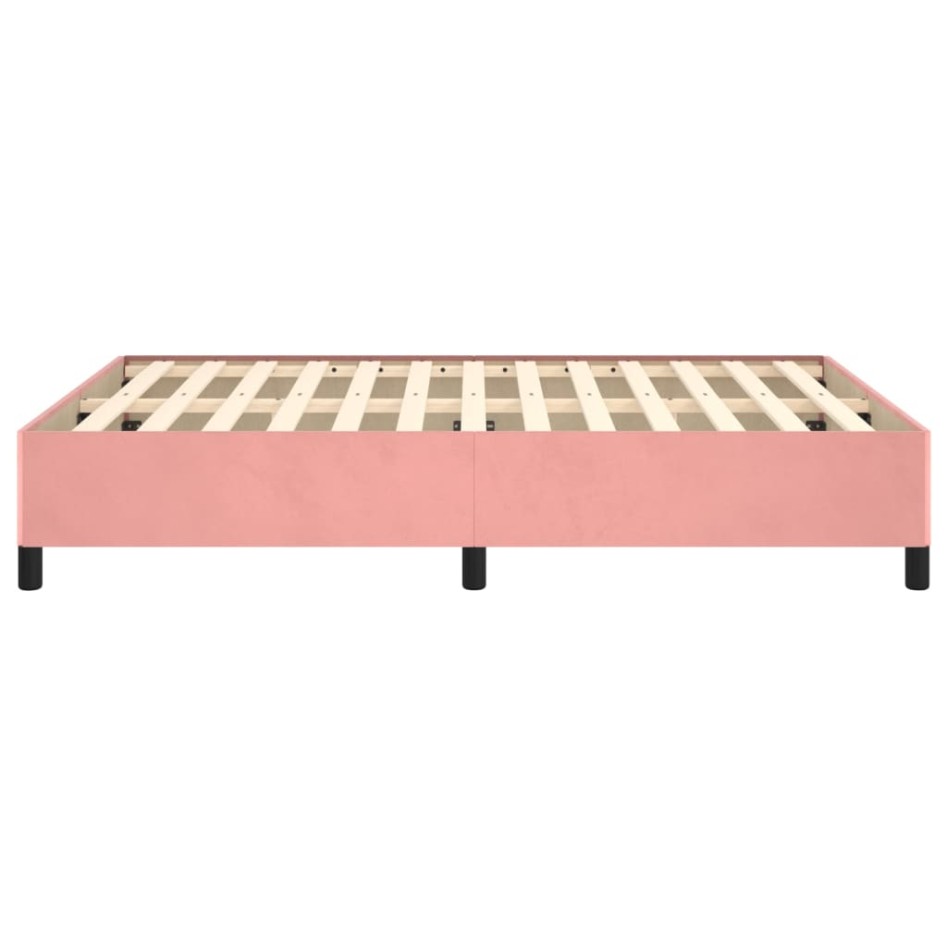Estructura de cama de terciopelo rosa 140x190