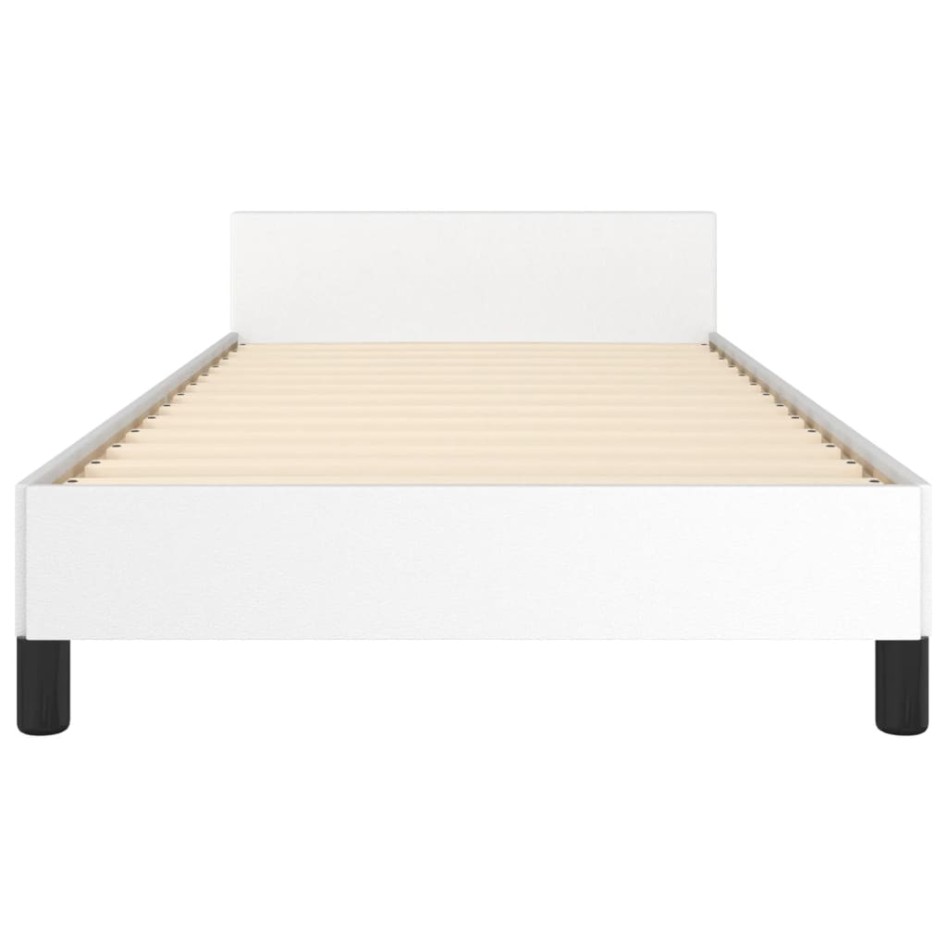 Estructura de cama cabecero cuero sintético blanco 100x200