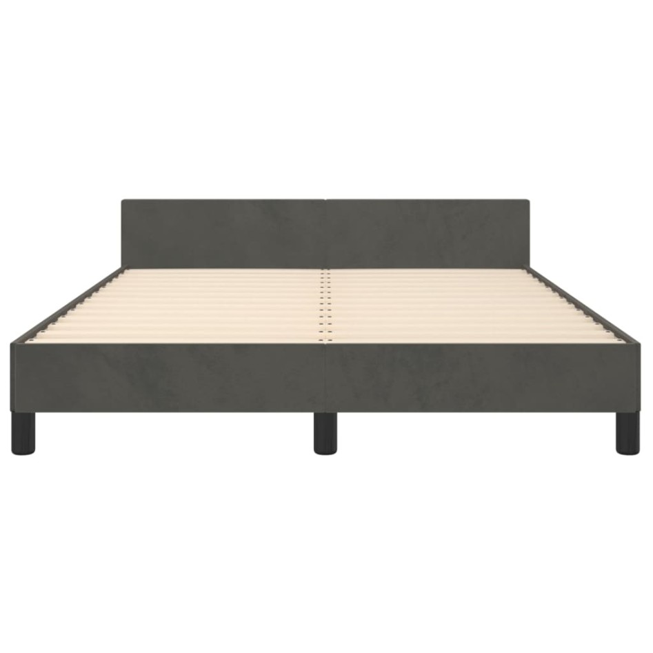 Estructura cama con cabecero terciopelo gris oscuro 140x200