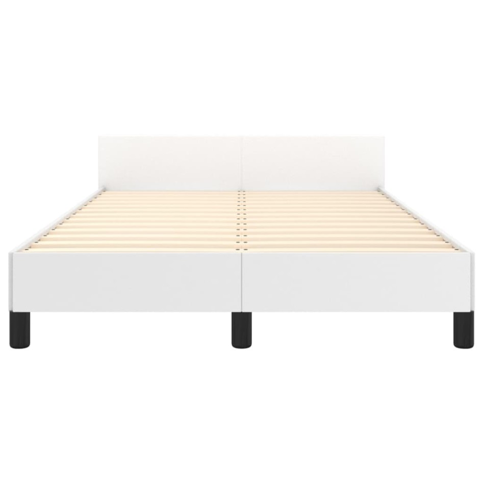 Estructura de cama cabecero cuero sintético blanco 120x200
