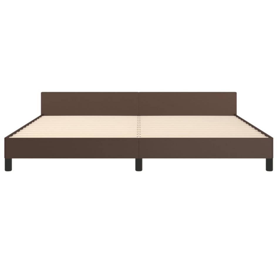 Estructura de cama cabecero cuero sintético marrón 200x200