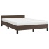 Estructura de cama cabecero cuero sintético marrón 120x200