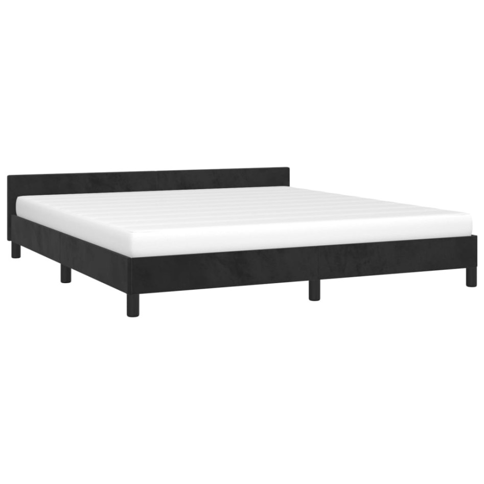 Estructura de cama con cabecero de terciopelo negro 160x200