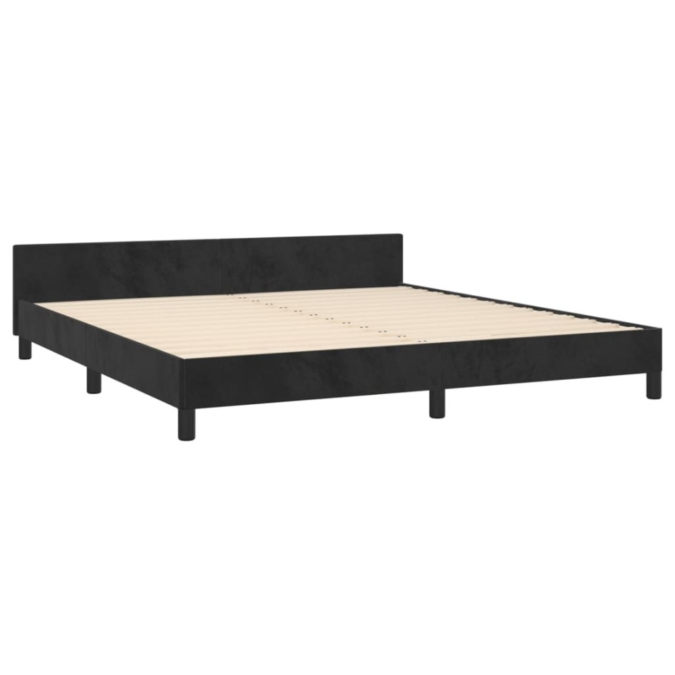 Estructura de cama con cabecero de terciopelo negro 160x200